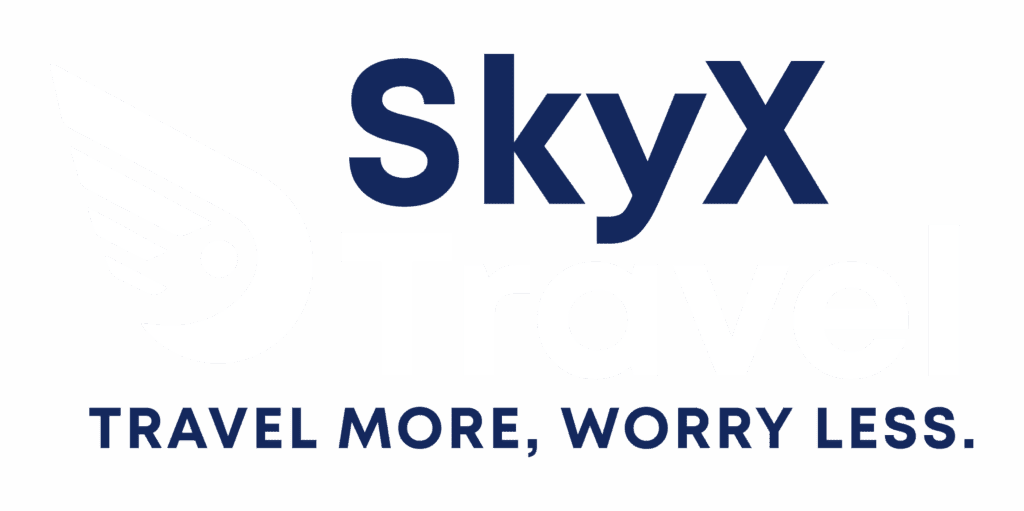 SkyX Travel logo — Travel more, worry less